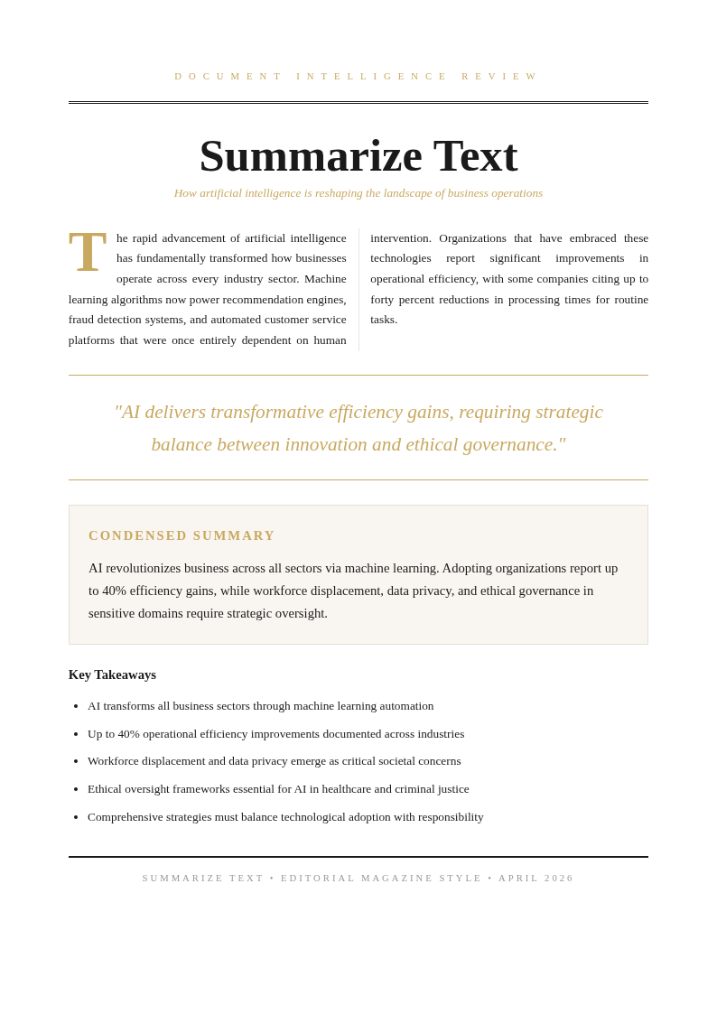 Editorial magazine summarize text